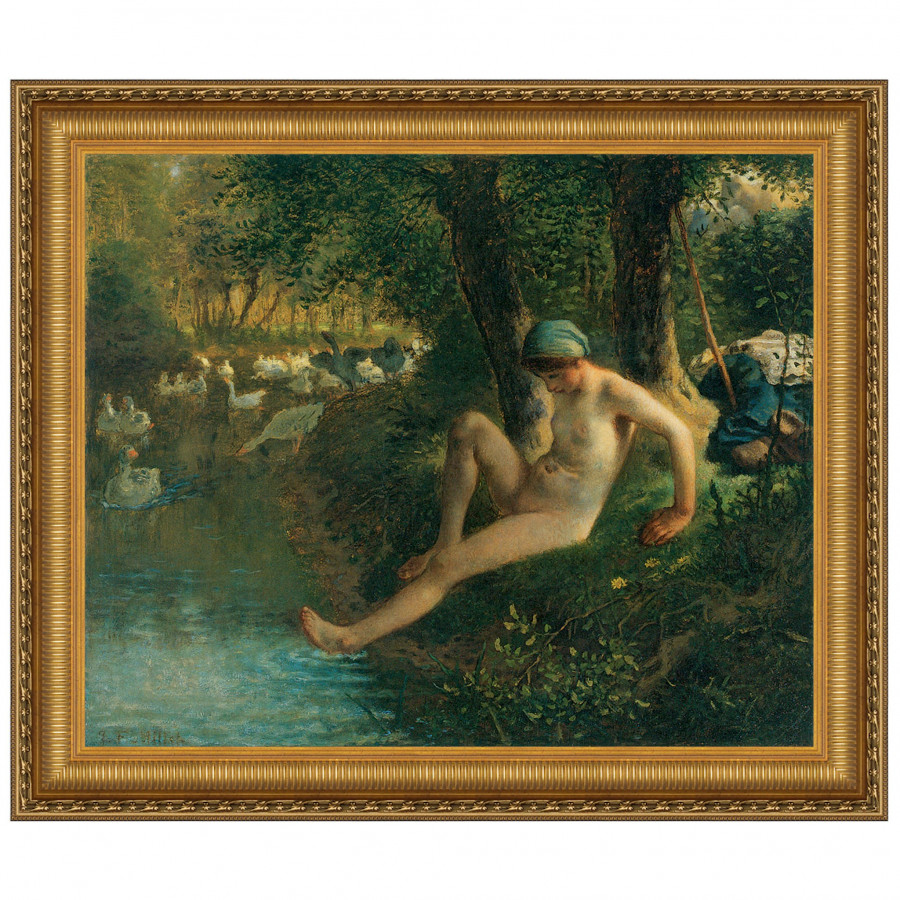 Toscano The Goose Girl Framed Canvas Replica Painting - Grande