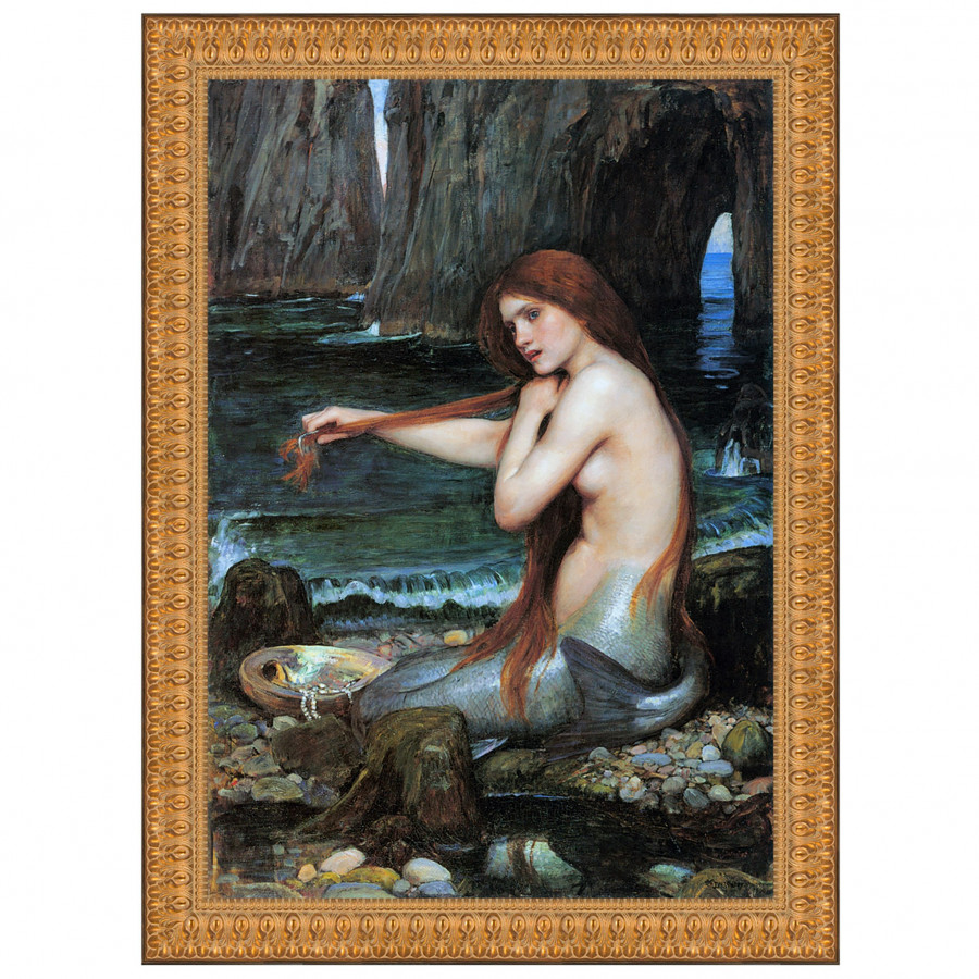 Toscano A Mermaid Framed Canvas Replica Painting - Medium