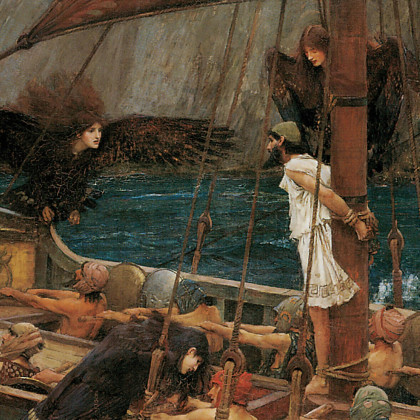Toscano Ulysses and the Sirens 1891 Framed Canvas Replica Painting - Medium