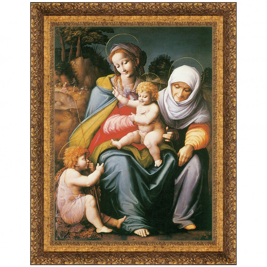 Toscano - Virgin and Child with Saints Elizabeth and John Framed Canvas Replica Painting