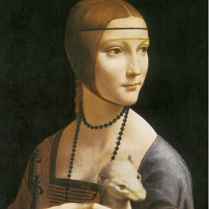 Toscano Lady with an Ermine Framed Canvas Replica Painting - Grande