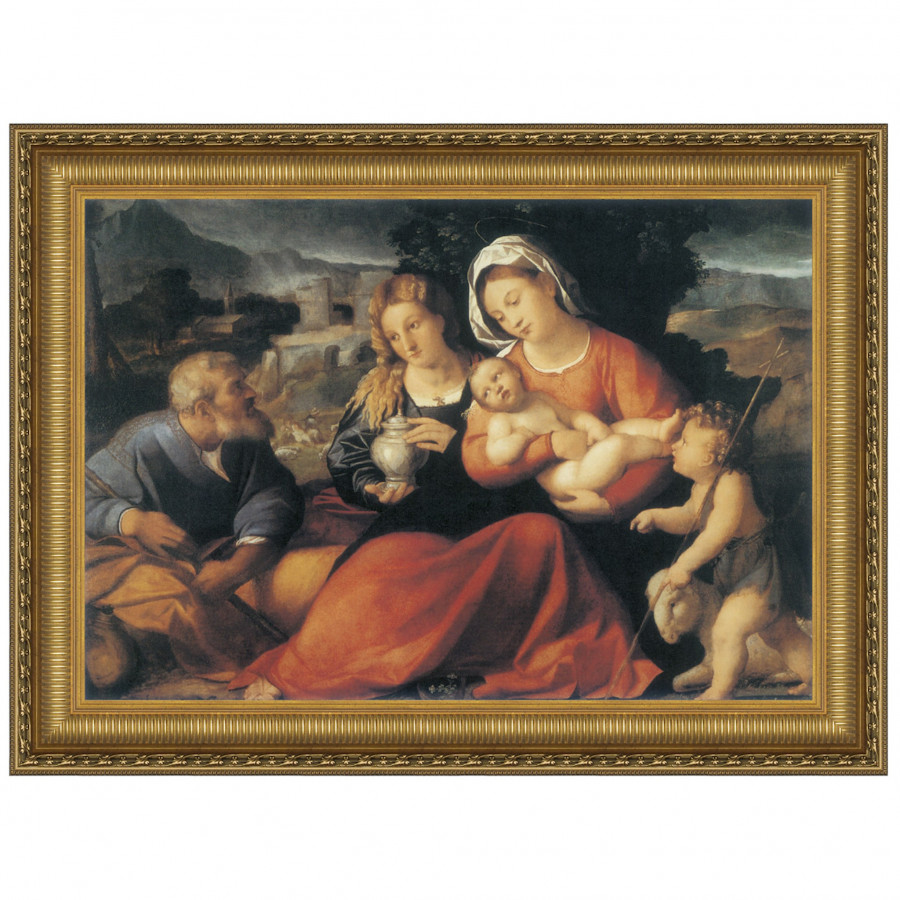 Toscano - Holy Family with Saint John and Mary Magdalene Framed Canvas Replica Painting