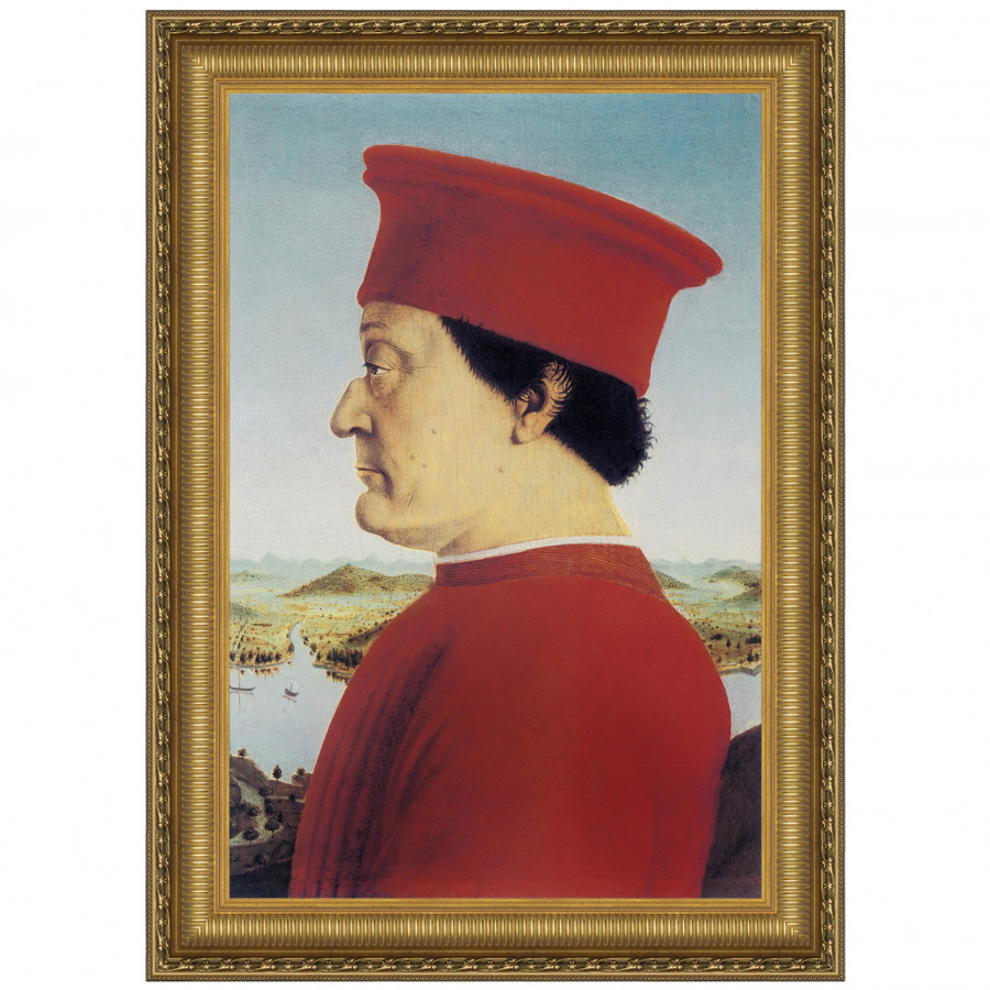 Toscano - Portrait of Federico da Montefeitro Framed Canvas Replica Painting