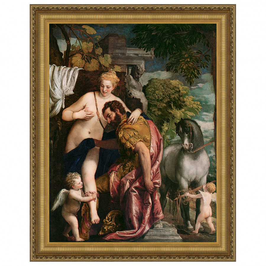 Toscano - Venus and Mars United by Love Framed Canvas Replica Painting