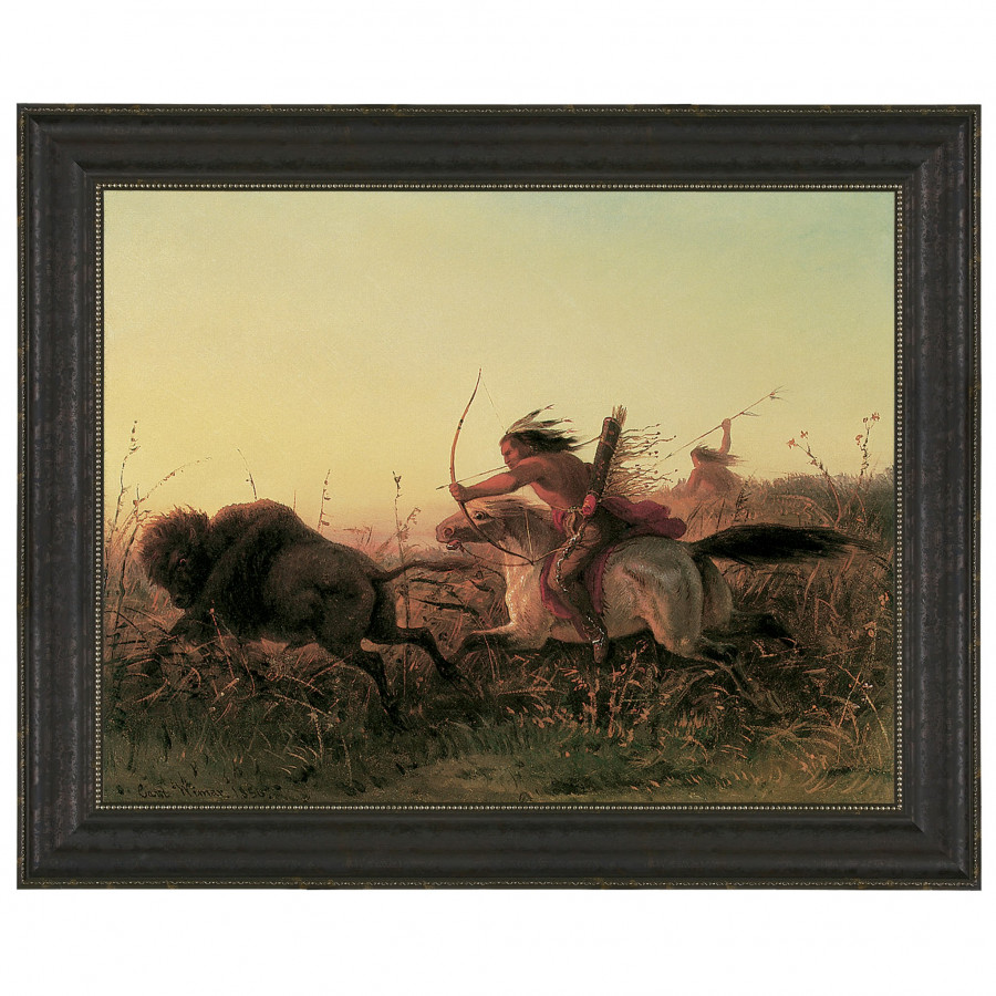 Toscano - Indian Buffalo Hunt Framed Canvas Replica Painting