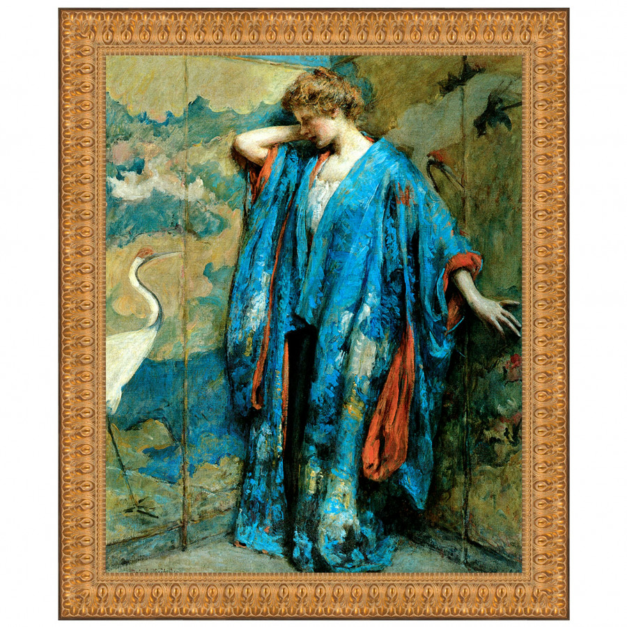 Toscano - Blue and Yellow Framed Canvas Replica Painting