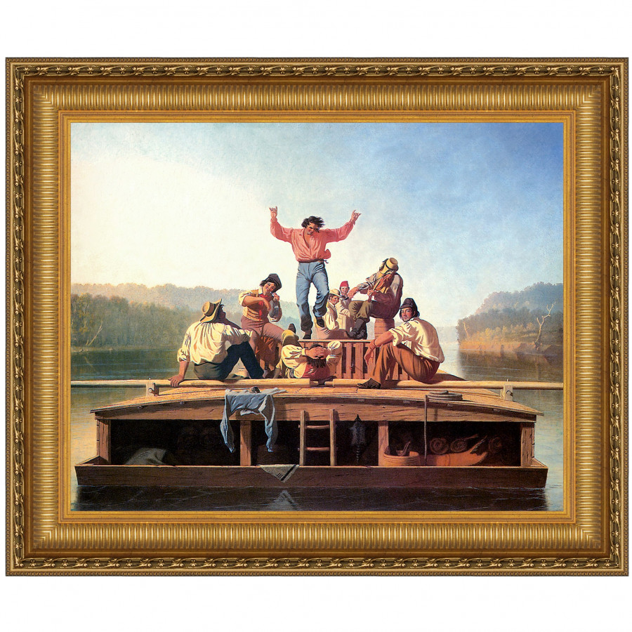 Toscano - Jolly Flatboatmen in Port Framed Canvas Replica Painting