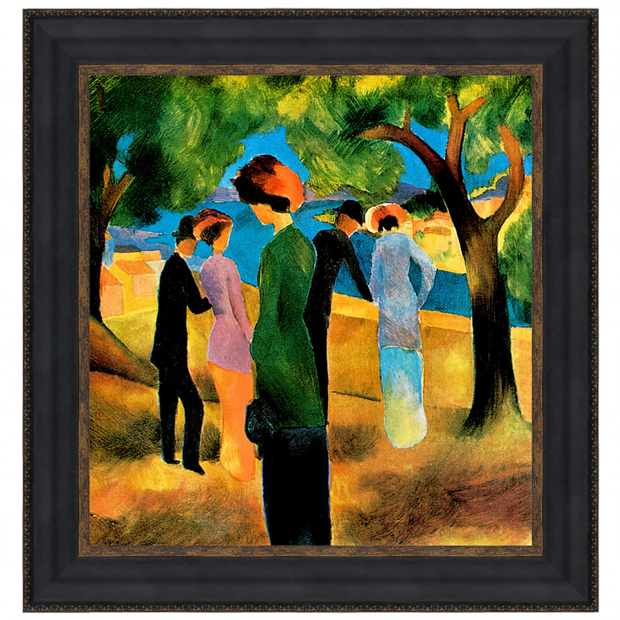 Toscano - Lady in a Green Jacket Framed Canvas Replica Painting