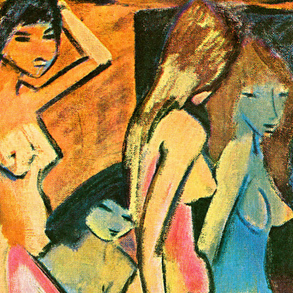 Toscano Three Nudes Before the Mirror Framed Canvas Replica Painting - Small
