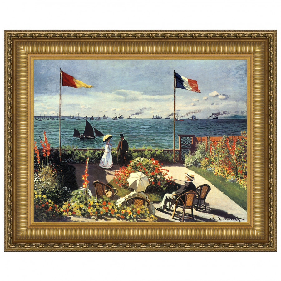Toscano Terrace at Sainte-Adresse Framed Canvas Replica Painting - Medium
