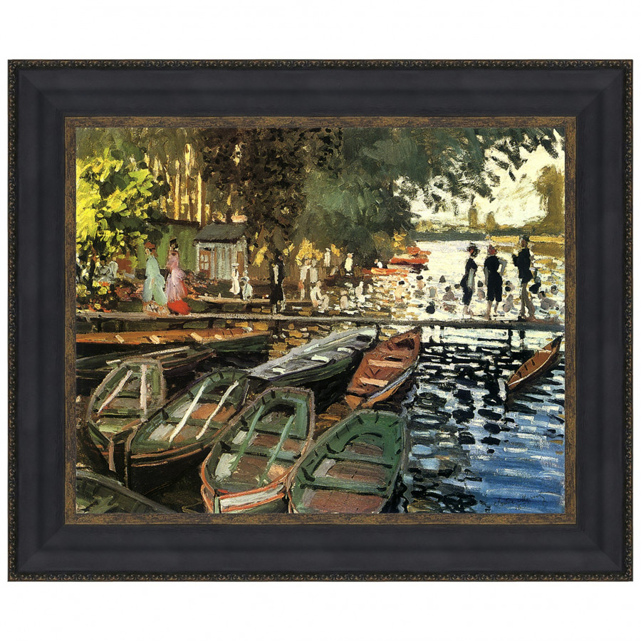 Toscano Bathers at Grenouillere Framed Canvas Replica Painting - Large