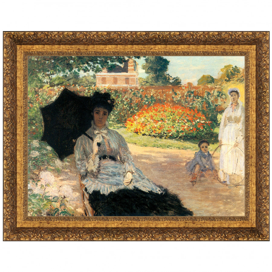 Toscano - Camille in the Garden Framed Canvas Replica Painting