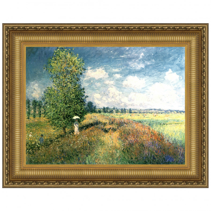 Toscano Summer Poppy Field Framed Canvas Replica Painting - Grande