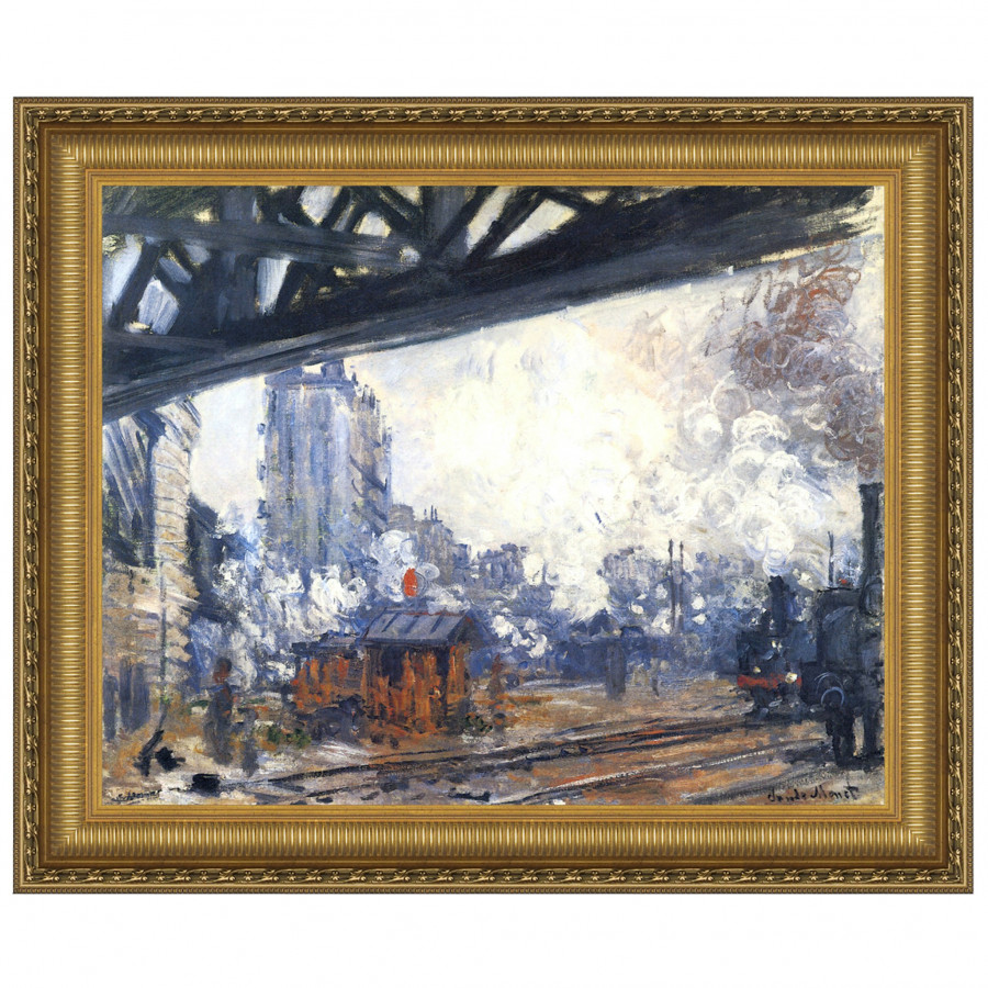 Toscano - Saint-Lazare Station Exterior View Framed Canvas Replica Painting