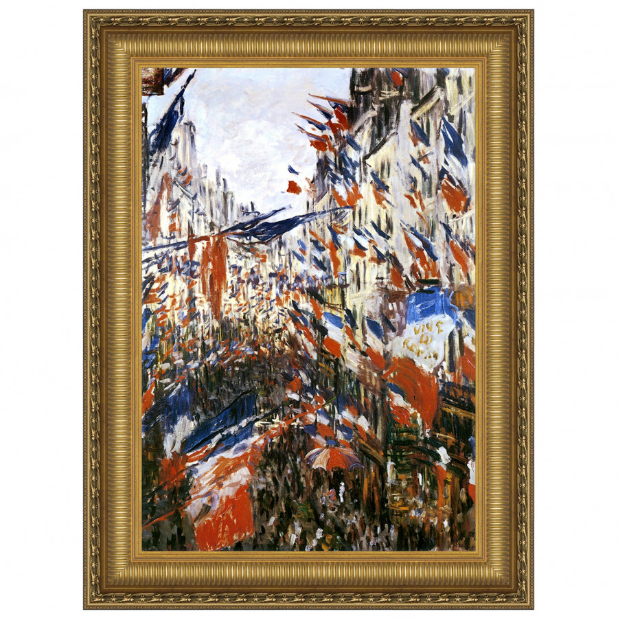 Toscano Rue Montorgueil in Paris Framed Canvas Replica Painting - Medium