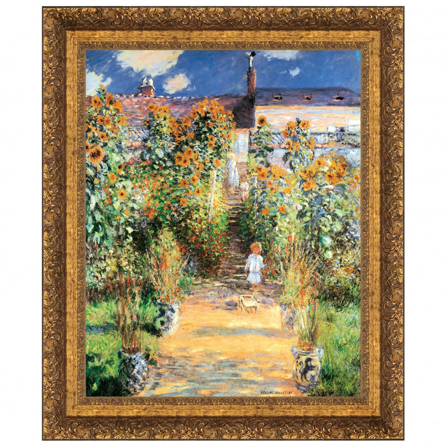 Toscano - Artist Garden at Vetheuil Framed Canvas Replica Painting