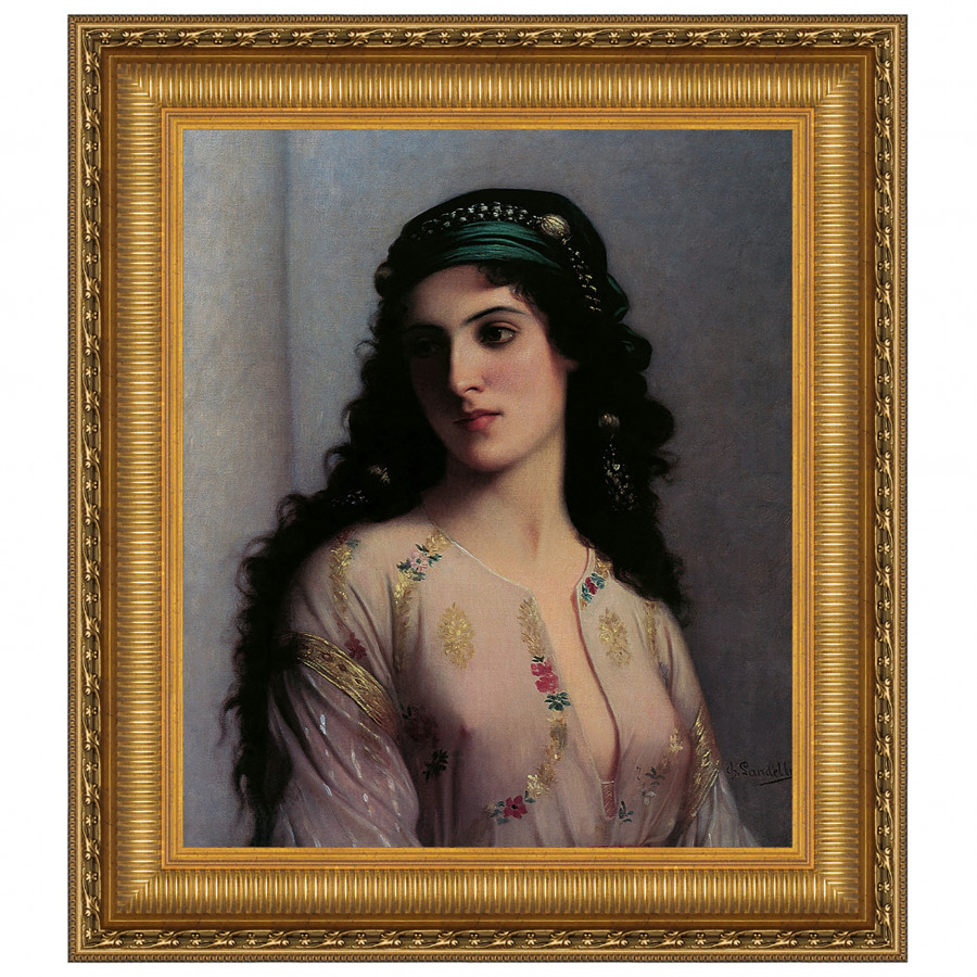 Toscano - Jewish Girl in Tangiers Framed Canvas Replica Painting