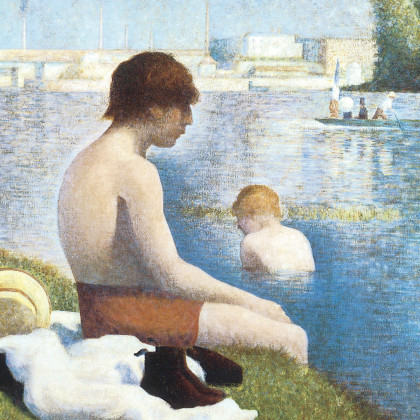 Toscano Bathing at Asnieres Framed Canvas Replica Painting - Large