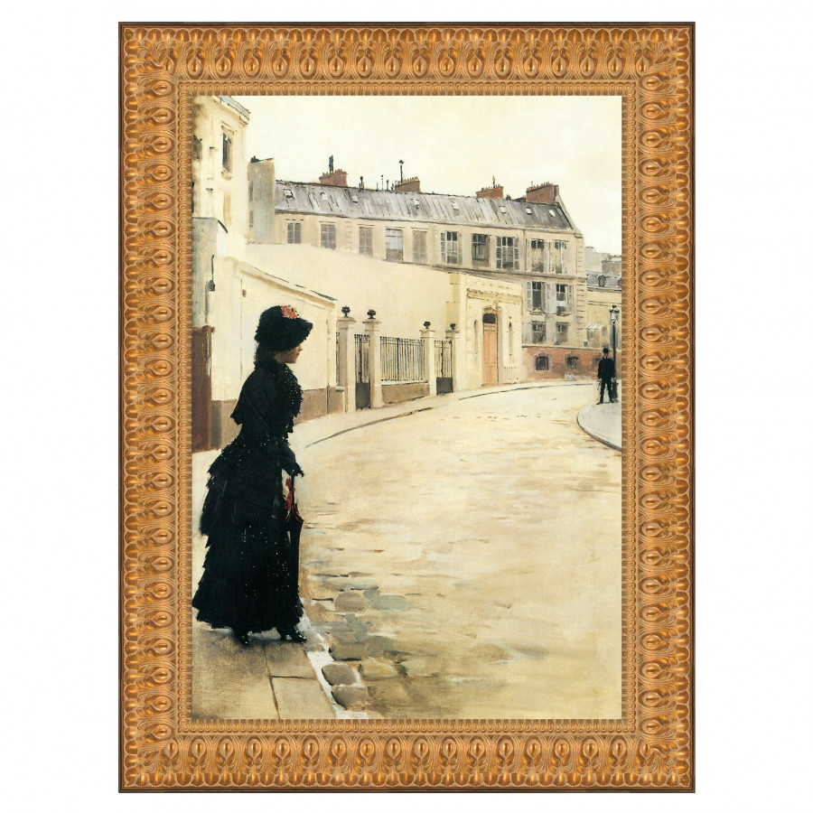Toscano - Waiting Paris Rue de Chateaubriand  Framed Canvas Replica Painting