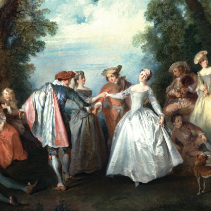 Toscano Dance Before a Fountain Framed Canvas Replica Painting - Medium