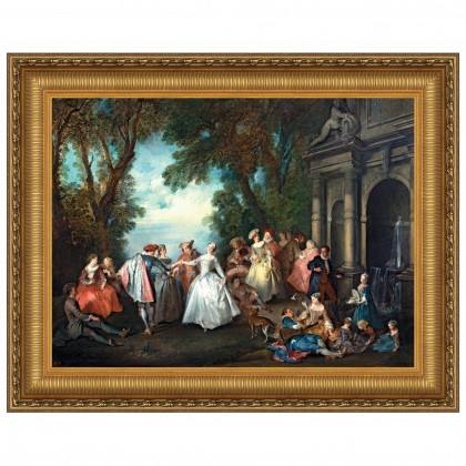 Toscano - Dance Before a Fountain Framed Canvas Replica Painting
