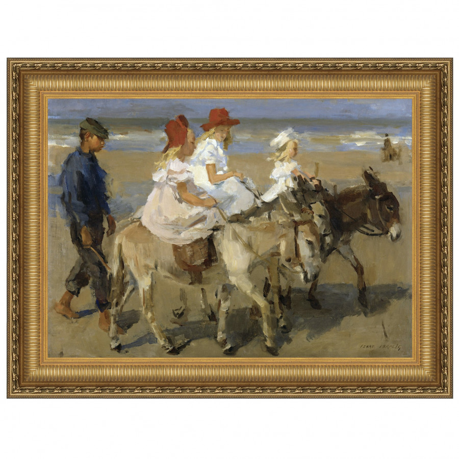 Toscano Donkey Rides on the Beach Framed Canvas Replica Painting - Small
