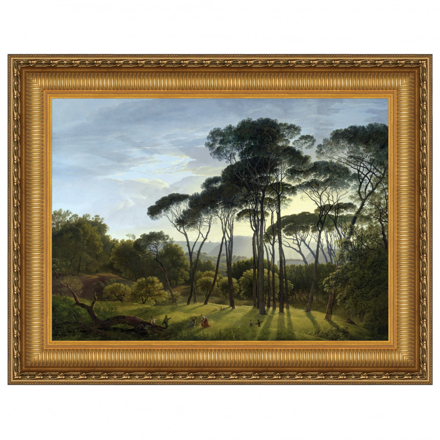 Toscano - Italian Landscape with Umbrella Pines Framed Canvas Replica Painting