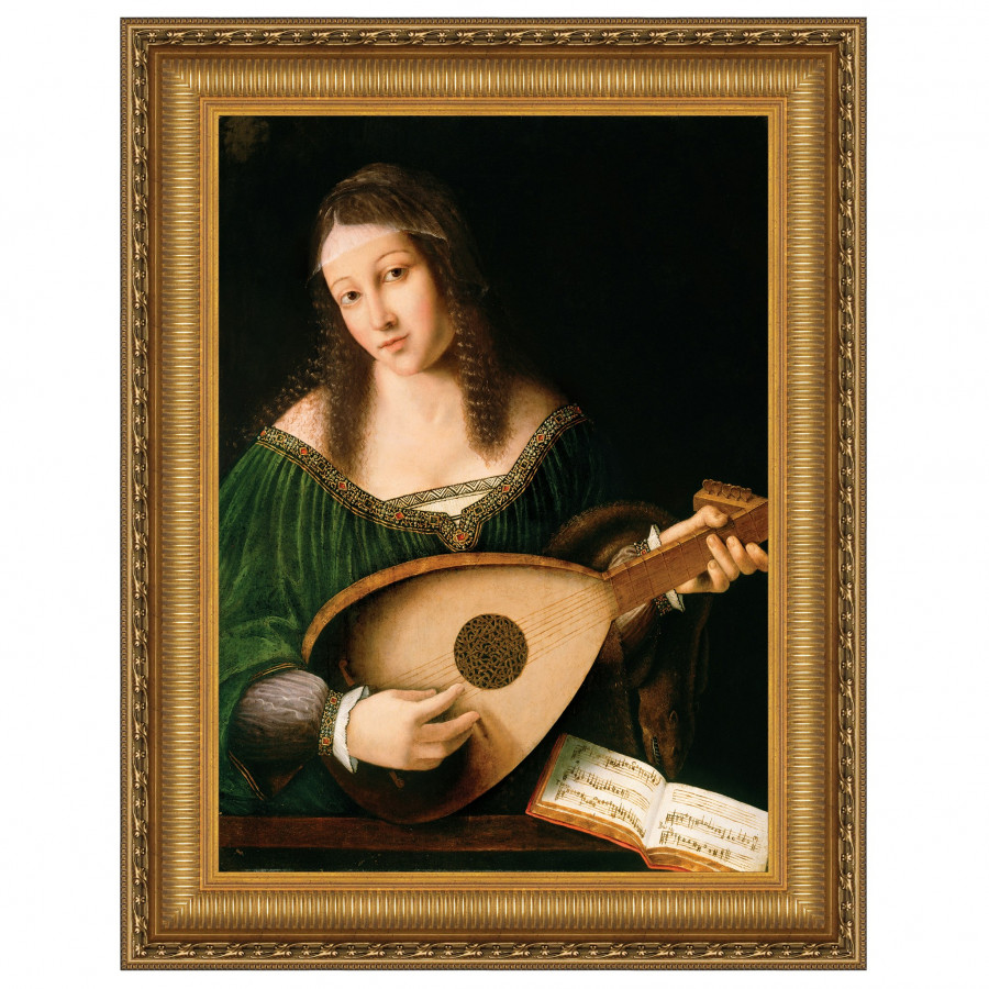 Toscano - Lady Playing a Lute Framed Canvas Replica Painting
