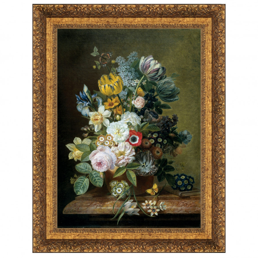 Toscano - Still Life with Flowers Framed Canvas Replica Painting