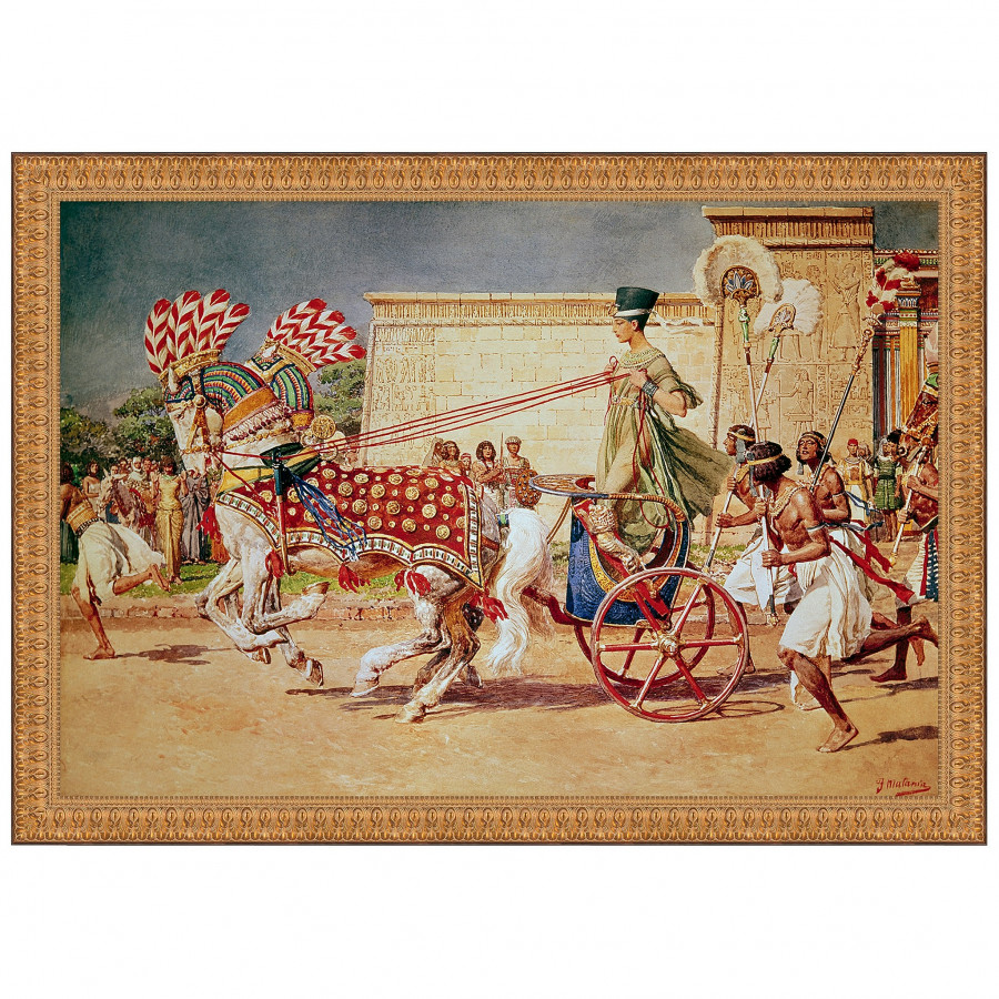 Toscano - Nefertiti in Her Royal Chariot Framed Canvas Replica Painting