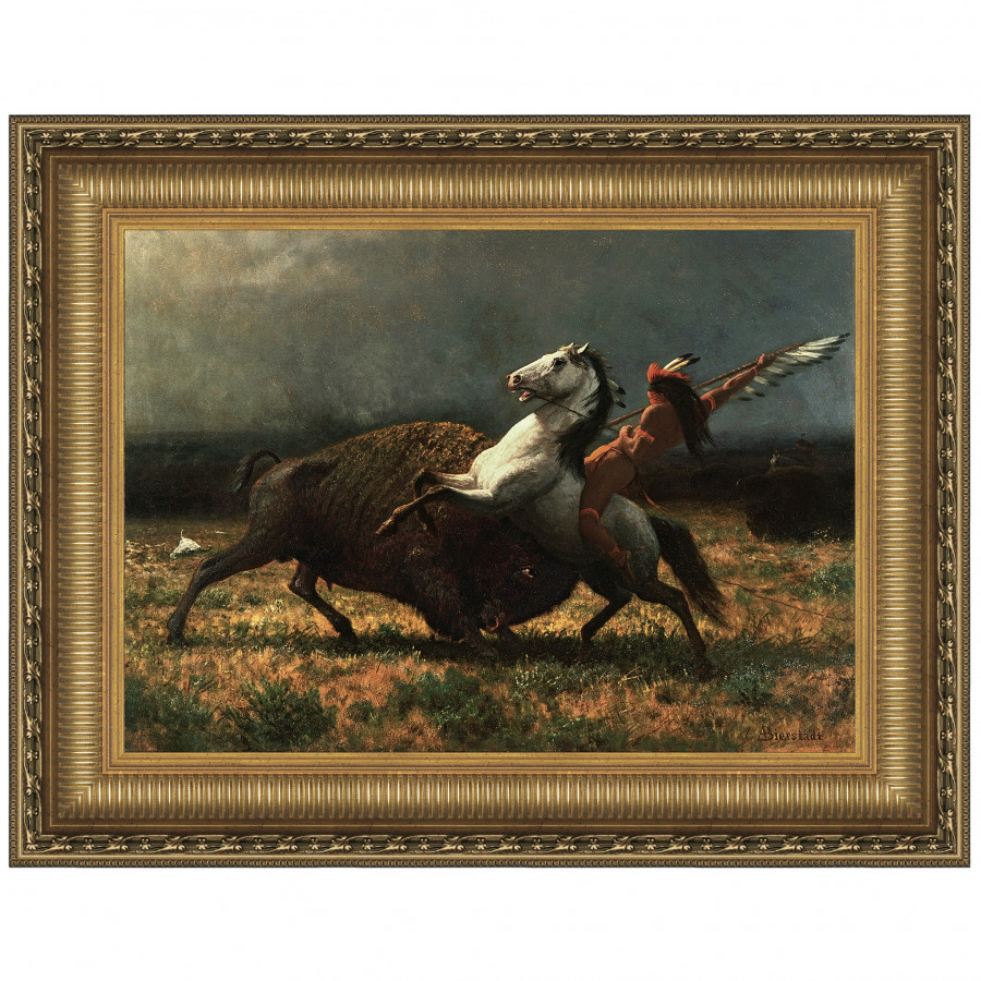 Toscano The Last of the Buffalo Framed Canvas Replica Painting - Medium
