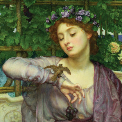 Toscano Libra and Her Sparrow Framed Canvas Replica Painting - Medium