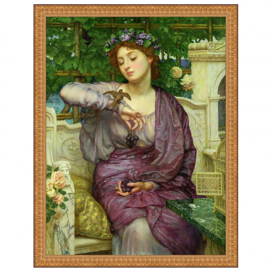 Toscano - Libra and Her Sparrow Framed Canvas Replica Painting