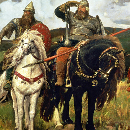 Toscano - Bogatyrs (Warrior Knights) Framed Canvas Replica Painting