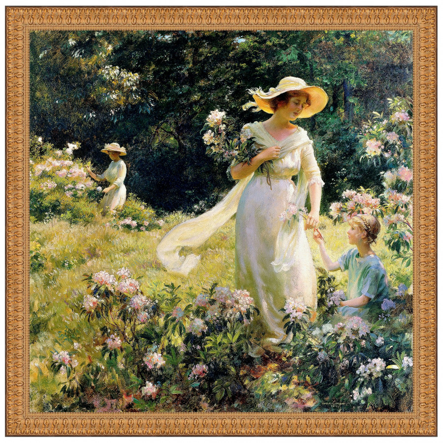 Toscano Among the Laurel Blossoms Framed Canvas Replica Painting - Small