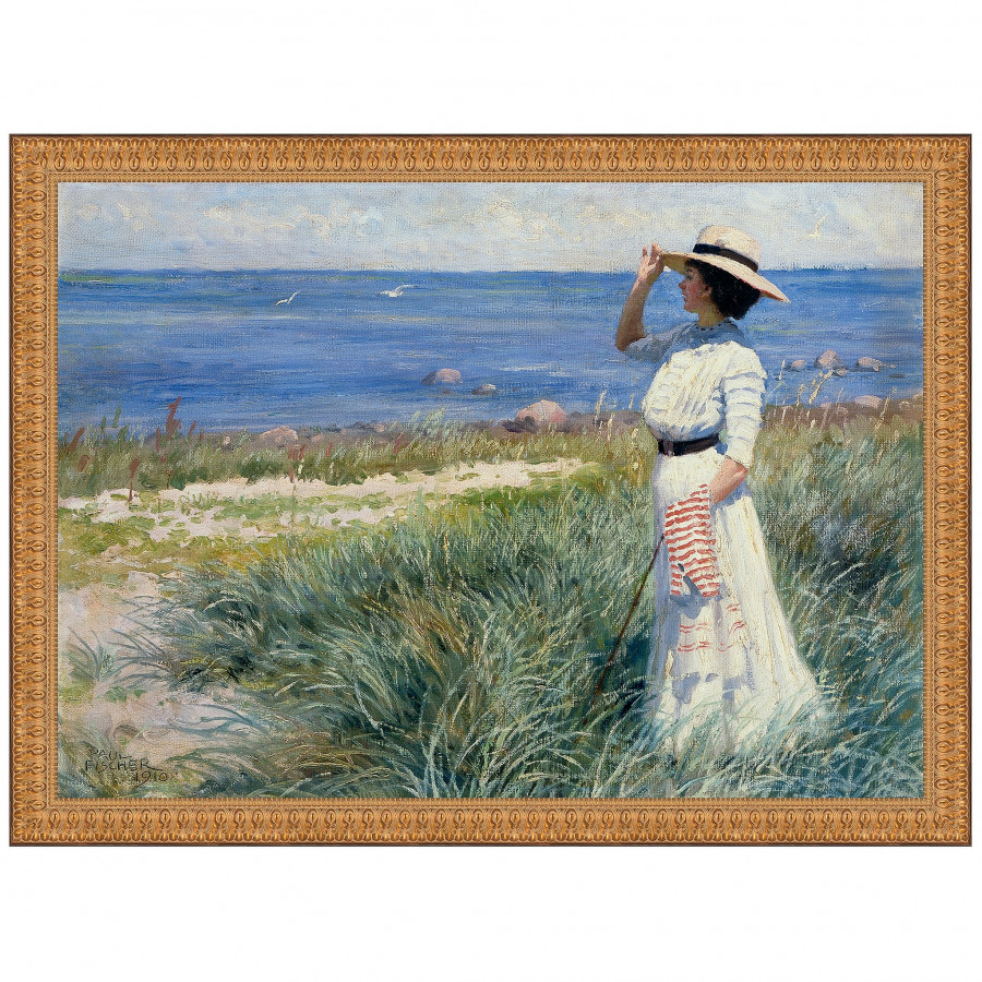 Toscano Looking Out to Sea Framed Canvas Replica Painting - Large