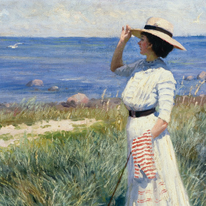 Toscano Looking Out to Sea Framed Canvas Replica Painting - Large