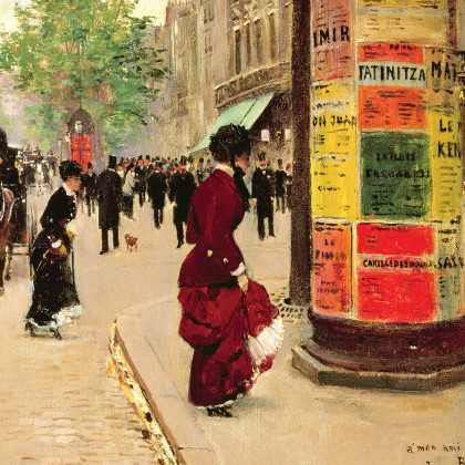 Toscano Paris Kiosk Framed Canvas Replica Painting - Small