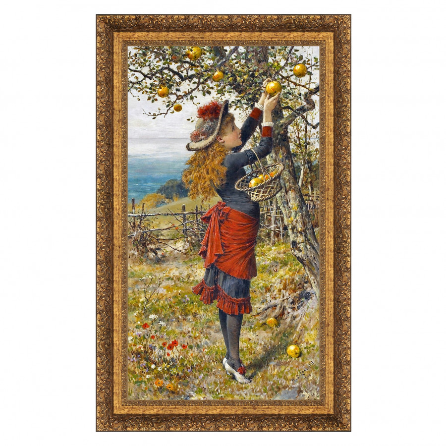 Toscano - Picking Apples Framed Canvas Replica Painting