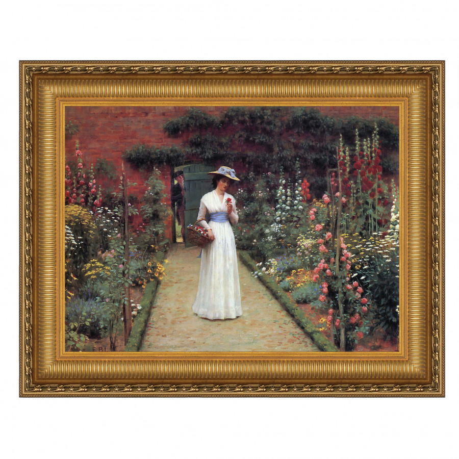 Toscano - Lady in a Garden Framed Canvas Replica Painting