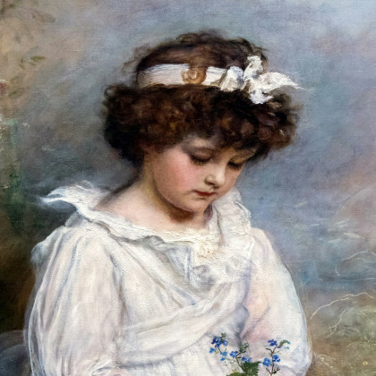 Toscano Little Speedwell’s Darling Blue Framed Canvas Replica Painting - Small
