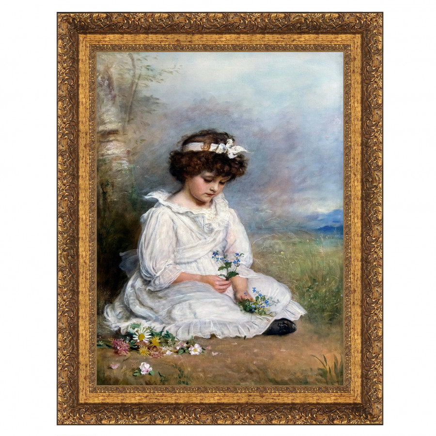 Toscano - Little Speedwell’s Darling Blue Framed Canvas Replica Painting