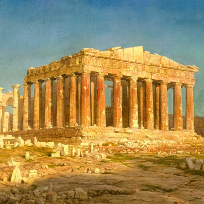 Toscano The Parthenon Framed Canvas Replica Painting - Large