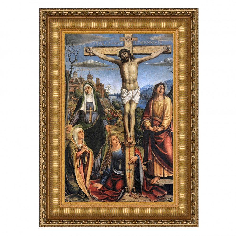 Toscano - Christ on the Cross and the Three Marys Framed Canvas Replica Painting