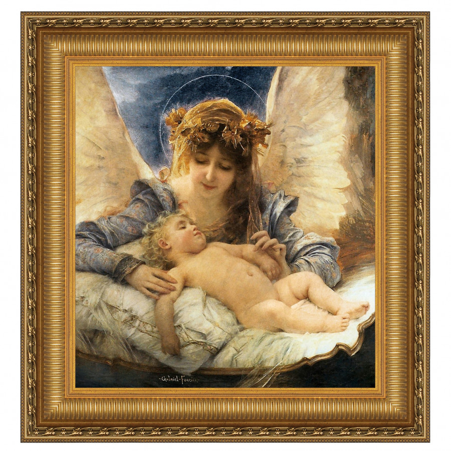 Toscano - The Guardian Angel Framed Canvas Replica Painting