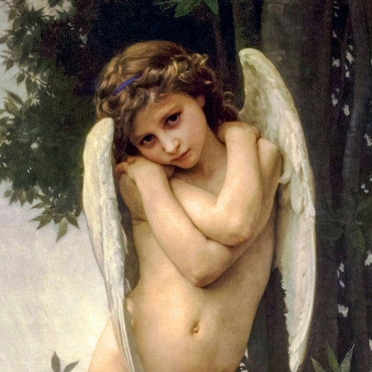 Toscano L’amour Mouille Cupid Framed Canvas Replica Painting - Medium
