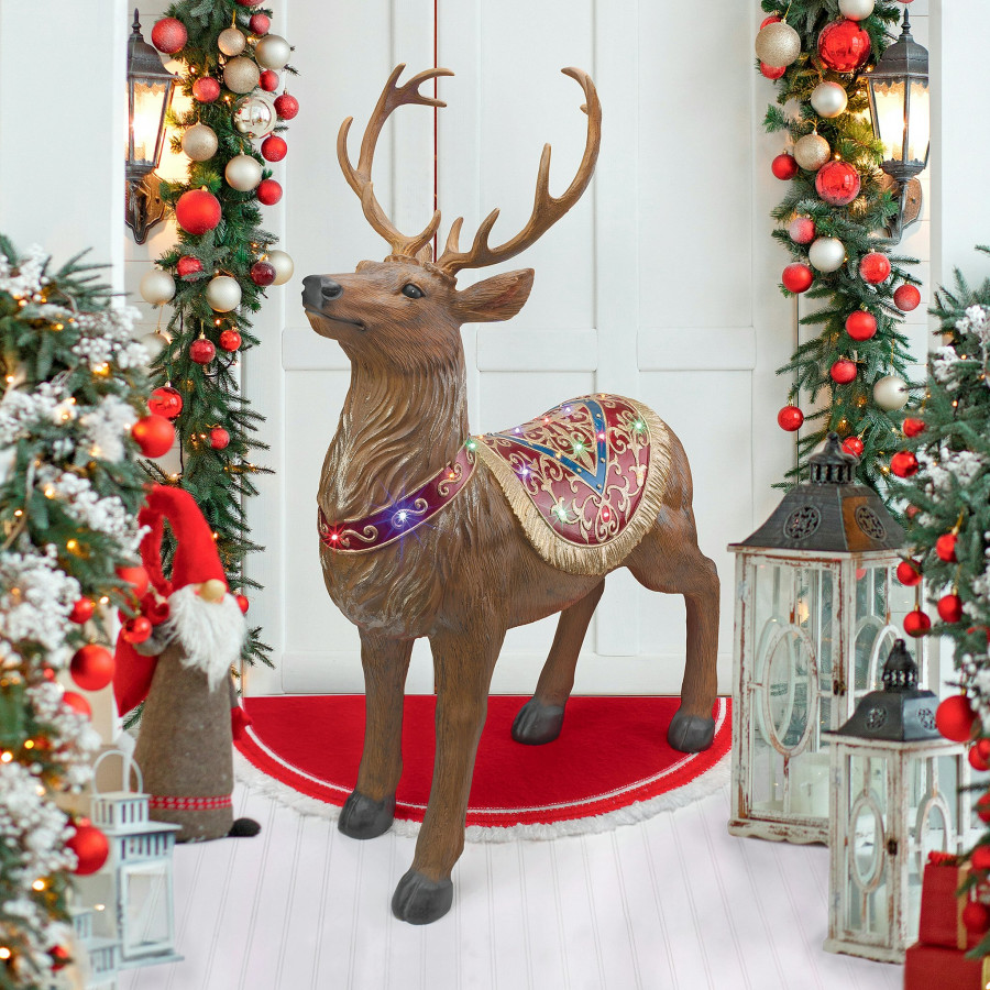 Toscano - Santa North Pole Illuminated Reindeer Holiday Statue