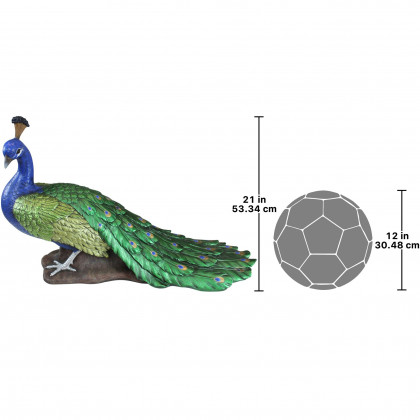 Toscano The Regal Peacock Large Garden Statue