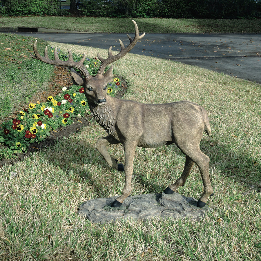 Toscano - Grand-Scale Black Forest Garden Deer Statue