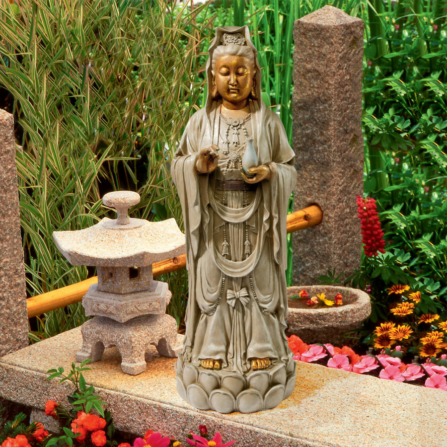 Toscano - Goddess Guan Yin Standing on a Lotus Statue